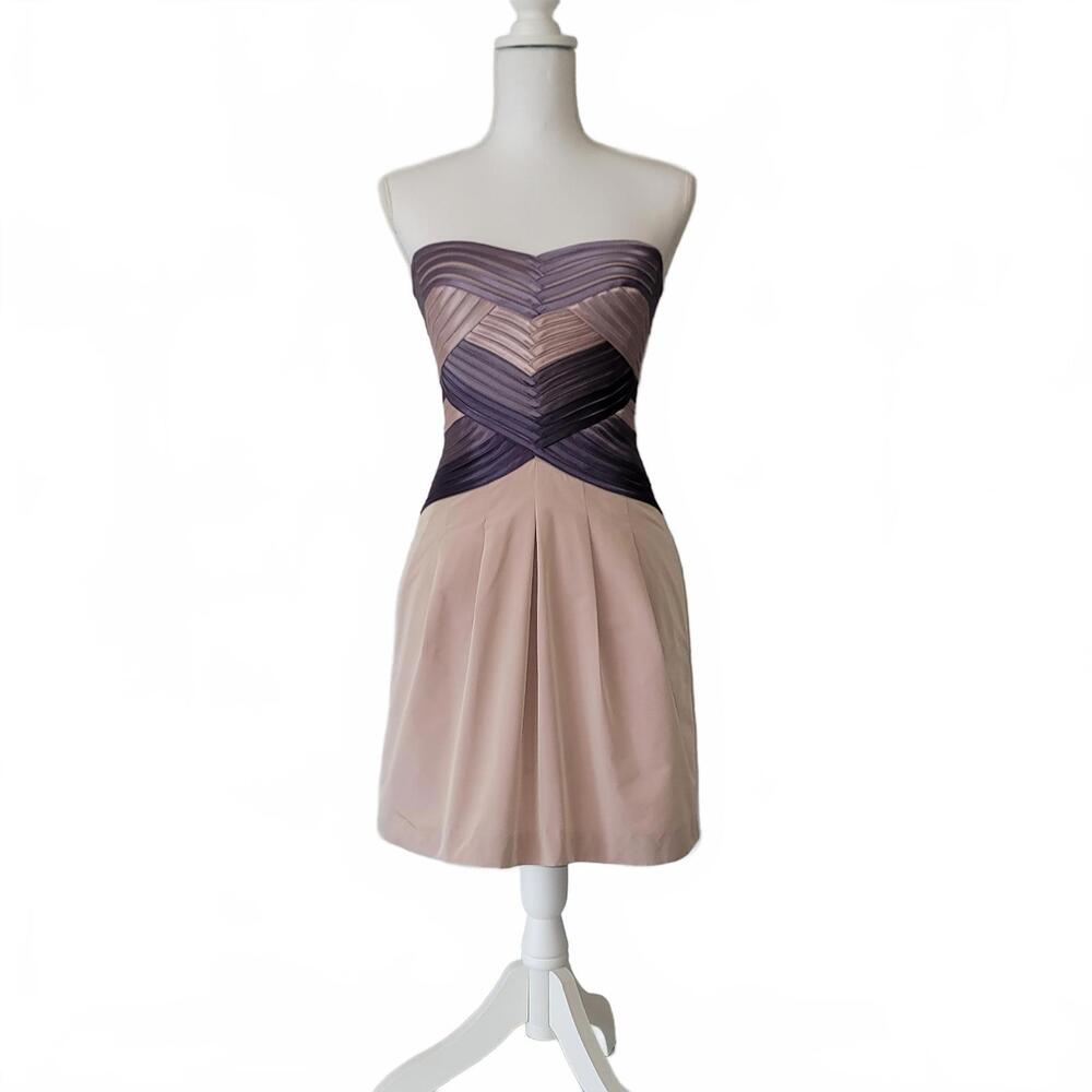 BCBG Maxazria Hana Bandage Corset Bubble Pocket Strapless Mini Cocktail Dress 2